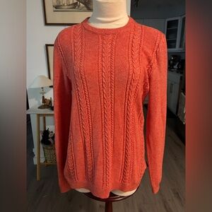 Ted Baker Coral Cable-Knit Crewneck Sweater